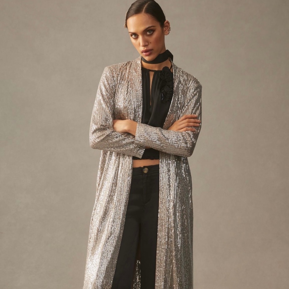 Anthropologie | Mare Mare Sequin Duster | Size: SP, Color: silver/taupe
